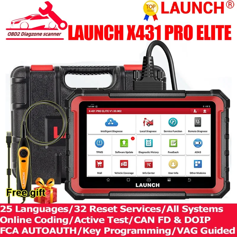 

2024 Launch X431 Pro Elite Car Diagnostic Tools,Bidirectional Scan Tool,31+ Reset CAN FD & DOIP ECU coding PK X431 V V4.0 OBD2