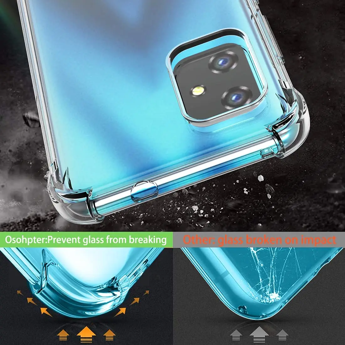 Clear Transparent Shock-Absorption Phone Case with Reinforced Corners