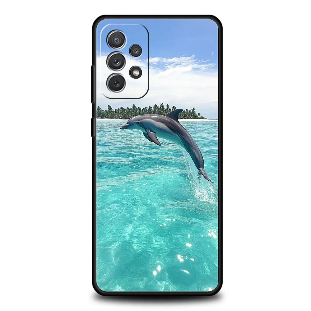 Ocean Dolphin Design Phone Case – Artistic Blue Sea Background Cover