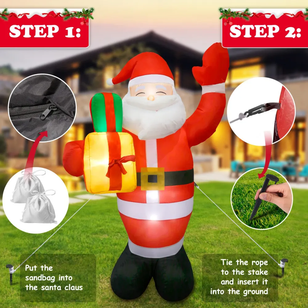 Inflatable Decoration 1.5M/5FT Christmas Inflatable Santa Claus Outdoor Decoration for Yard Garden Lawn