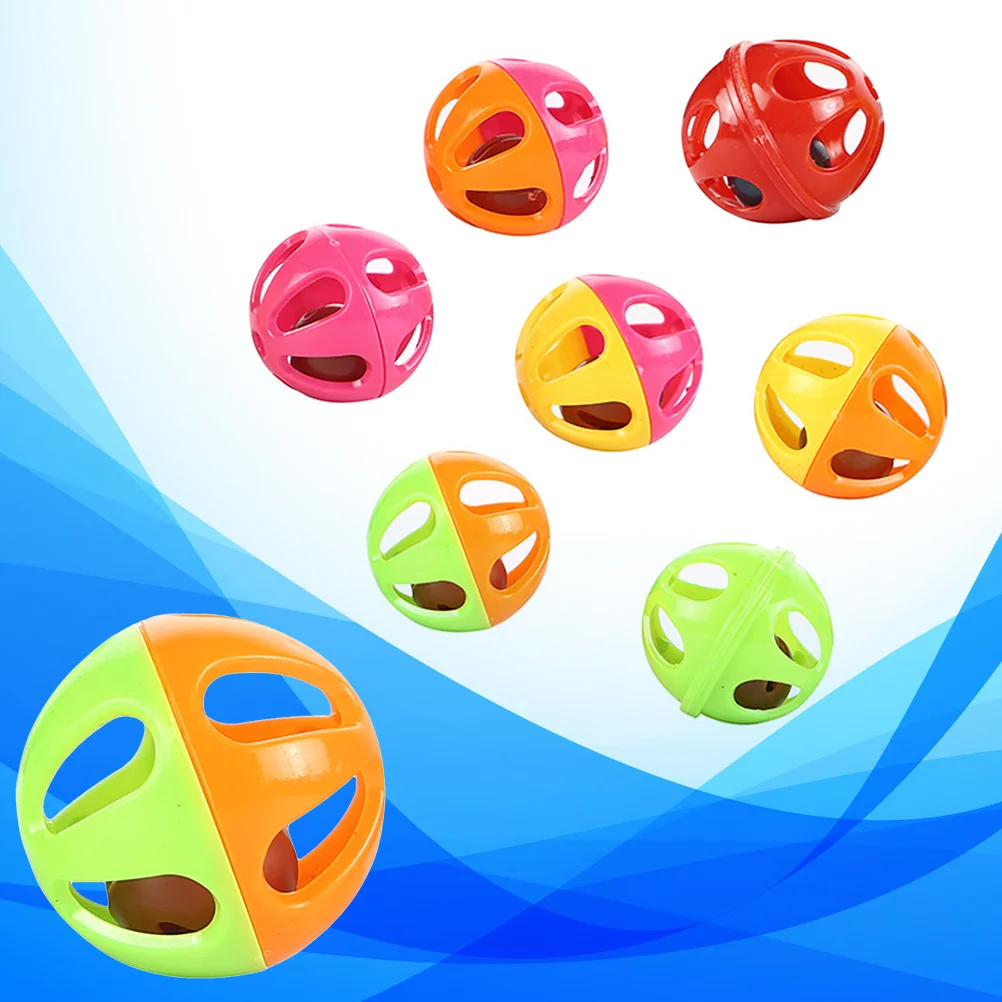 

Cat with Bell- 10pcs Bell Toys Two- Tone Hollow Rounded Durable Bell Balls Bell Toys for Cats