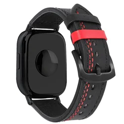 Elegant Leather Loop Strap - Premium Replacement Wristband 22mm Bracelet Accessory for 20mm watch band (Black red 1)