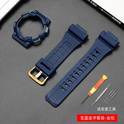 Casio AQ - S810W Watch Strap Cover: Protective Case Frame Bezel Replacement Kit with Tool for AQ - S810W (Blue - gold)
