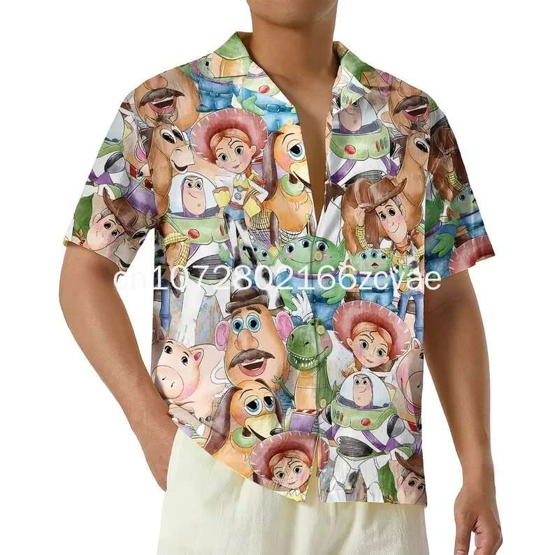 2024 New Buzz Lightyear Hawaiian Shirt Men's Short Sleeve Shirt Toy Story Movie Hawaiian Shirt Disney Beach Shirt 3