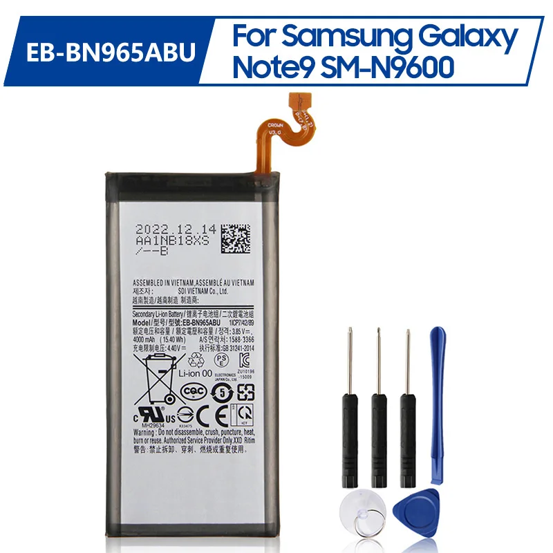 Replacement Battery EB-BN965ABU For Samsung Galaxy Note9 Note 9 SM-N9600 N960F N960U N960N N960W 4000mAh Phone Battery original replacement phone battery eb ba900abe for samsung galaxy a9 a9000 2016 edition rechargable batteries 4000mah