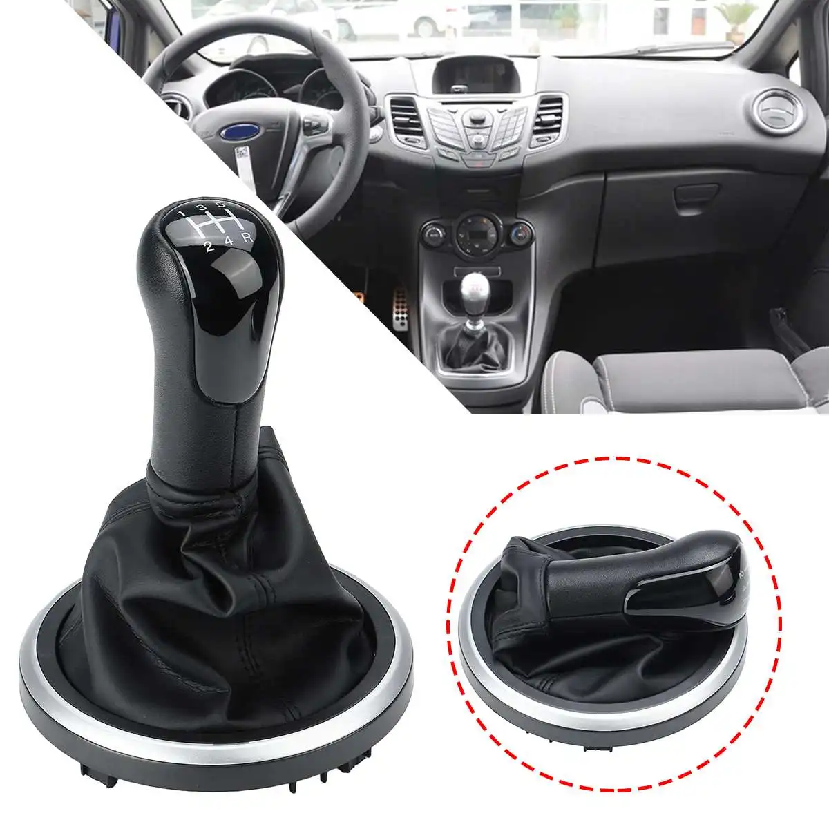 

5/6 Speed Car Shift Gear Knob Lever Gaitor Boot Cover Stick Shifter for Ford for Fiesta for Fusion for Transit Connect 2002 +