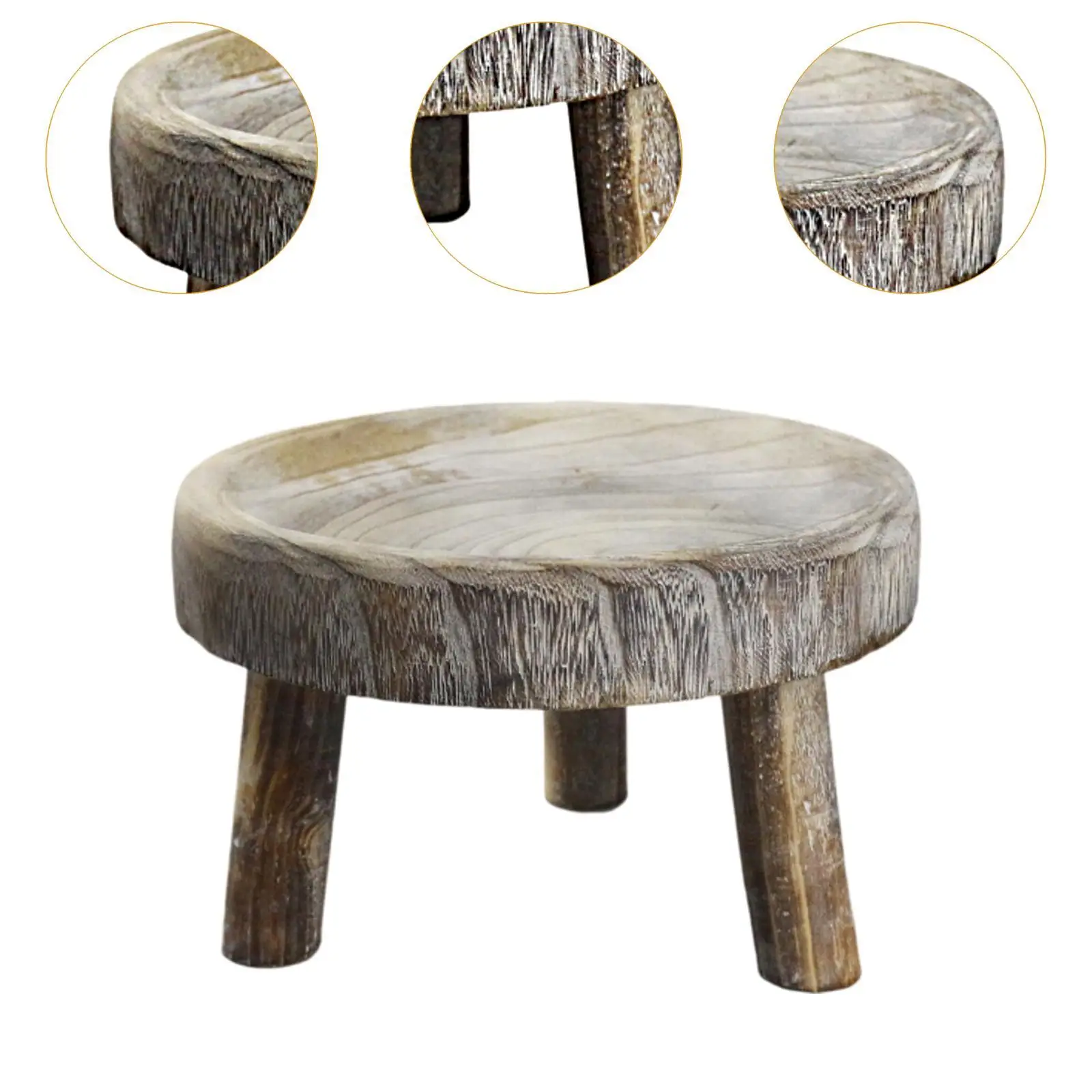 Wooden Planter Stool Stand Plant Flower Pot Stand Potted Riser Support for Garden Home Office Living Room Farmhouse Decoration