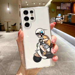 Adorable Cartoon Couple Electric Car Soft Clear Phone Case Cover - S22 Plus 5G (B1)