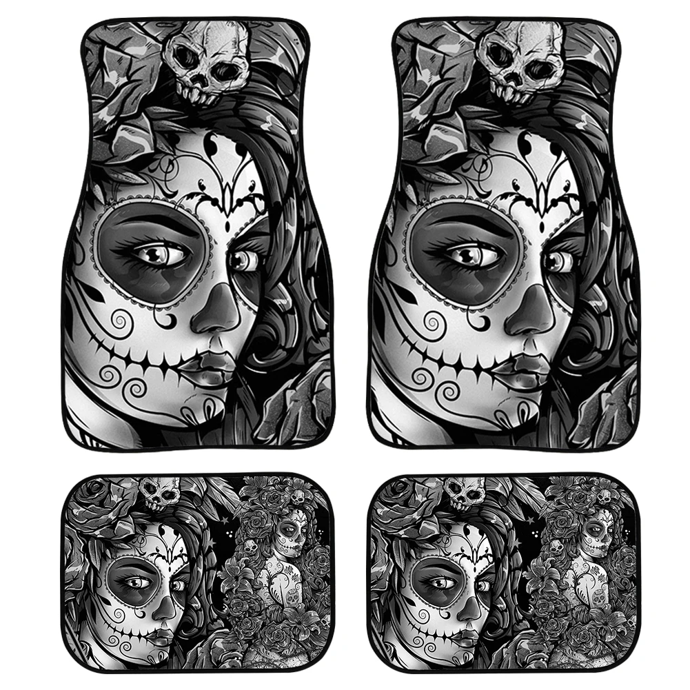 

Day Of The Dead Skull Gothic Car Floor Mats for Women Girls 4pcs/Set Washable Carpets&Rugs Mats for Front