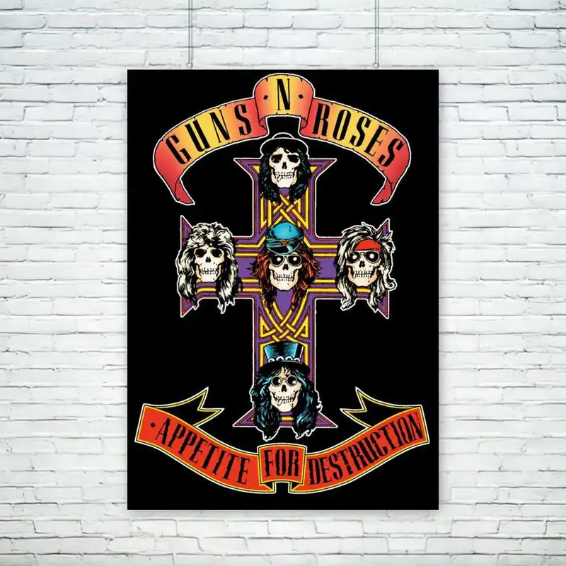 Vintage Posters Poster Prints Vintage Rock Music Band G-Guns N Roses POSTER Wall Pictures For Living Room Fall Decor