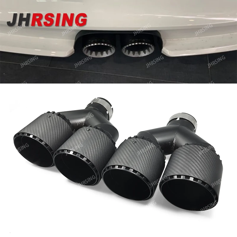 Car Carbon Fiber Glossy Muffler Tip Y Shape Double Exit Exhaust Pipe