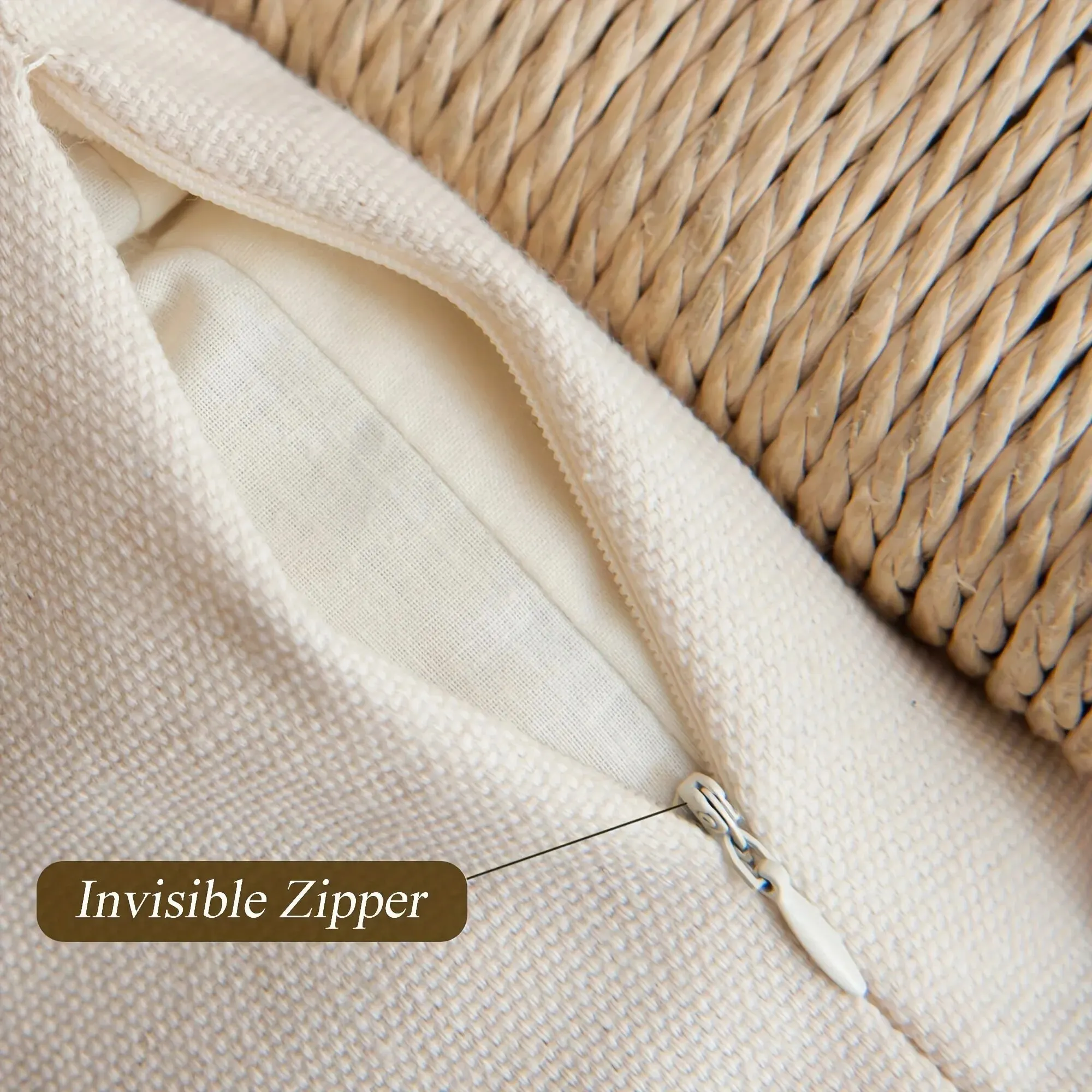 Woven Farmhouse Boho Neutral Decorative Throw Pillow Cover