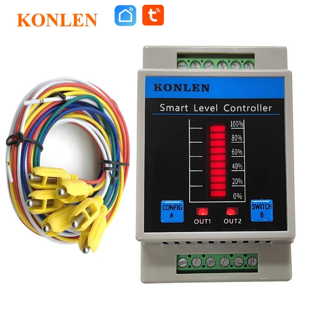 KONLEN Tuya Tank Water Level Sensor Controller Monitor WIFI Automatic Flood Leak Alarm Detector Smart Life Leakage Protection 1