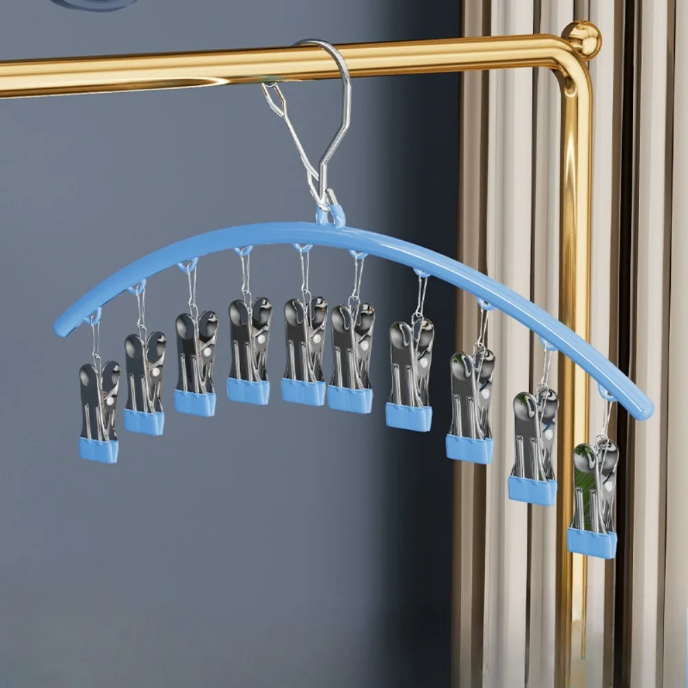 Windproof Drying Rack with Clips Plastic Coat Hanger For Socks Jackets Household Laundry Non-Slip Outdoor