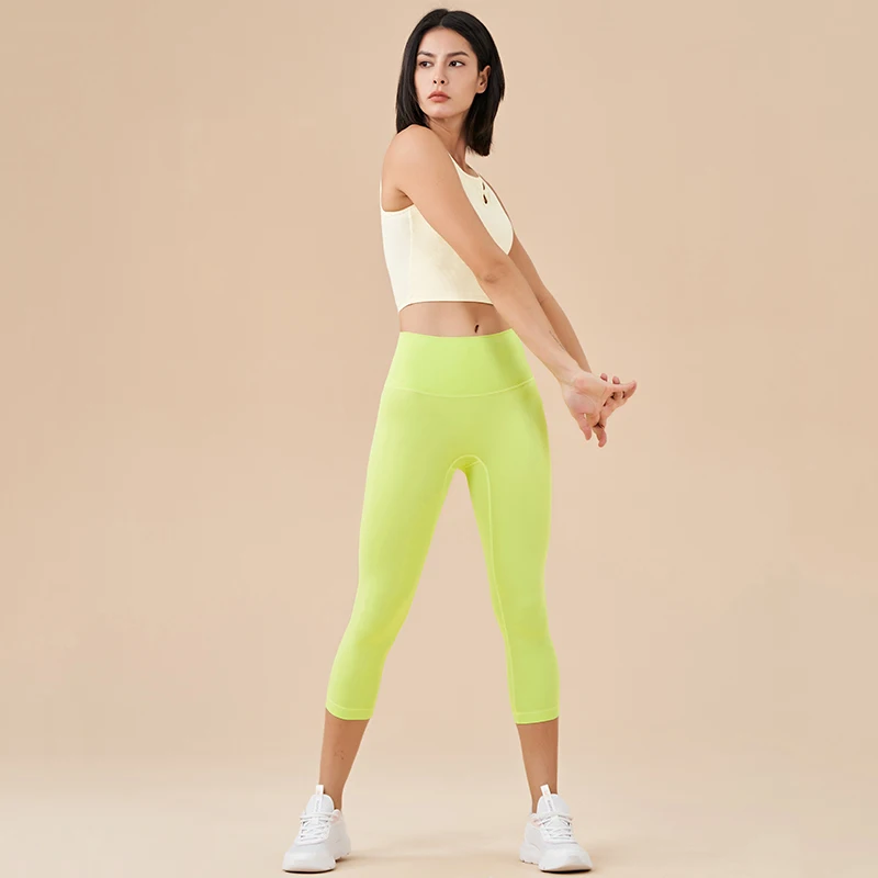 SOISOU Nylon Yoga Capri Pants Leggings Women's Pants Gym Sexy High Waist Tight Breathable Elastic Girl Sports Pants 13 Colors 6