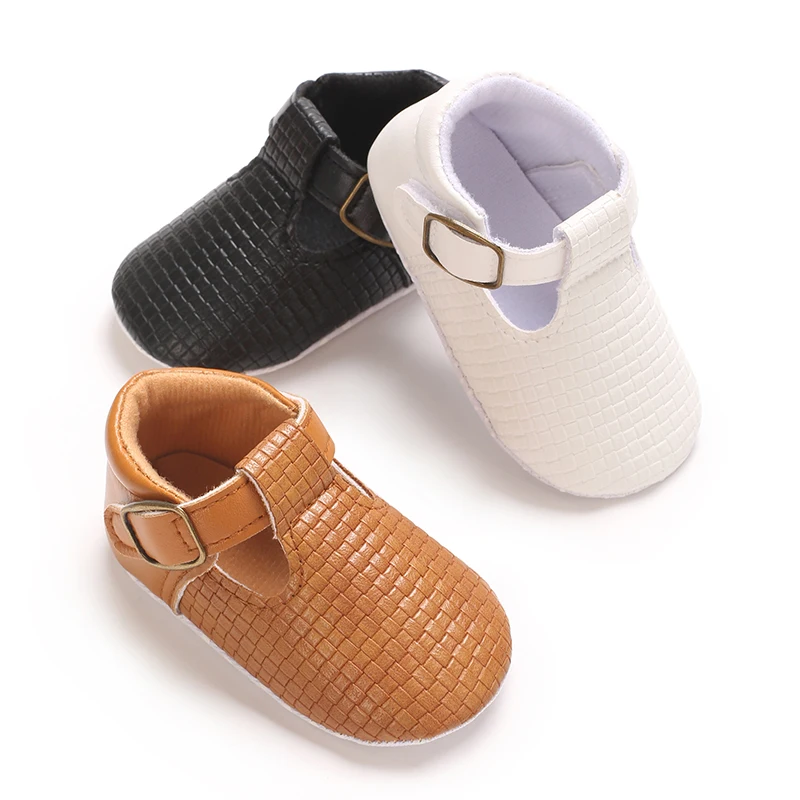 0-18M Classic Fashion Boy And Girl Flat Walking Shoes PU Soft Sole Non-slip Shoes For Newborn Babies First Walker Walking