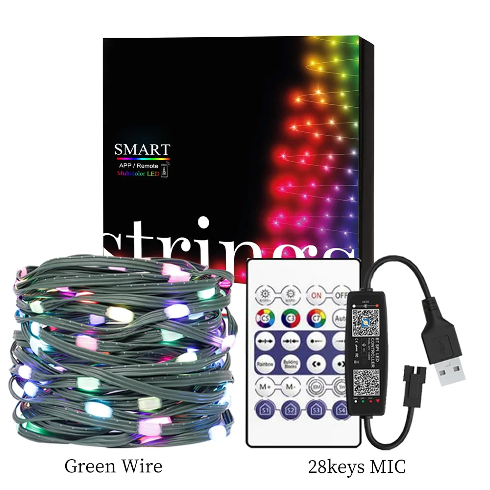 Dream Color RGBIC LED String Lights, 5M-20M, Waterproof, for Outdoor Parties and Christmas Celebrations
