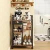 Coffee Bar with Wheels, Mobile Coffee Table with Storage Drawer, 4-Tier Adjustable Coffee Cart, Rustic Wood Coffee Bar Station 1