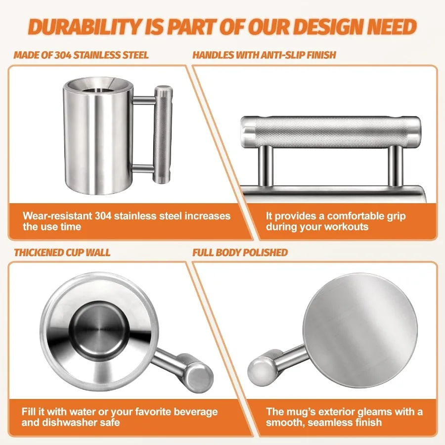 Heavy Coffee Mug Challenge 304 Stainless Steel Dumbbell Cups Silver Overweight Sports Water Cup for Fitness Training Arm Strengt