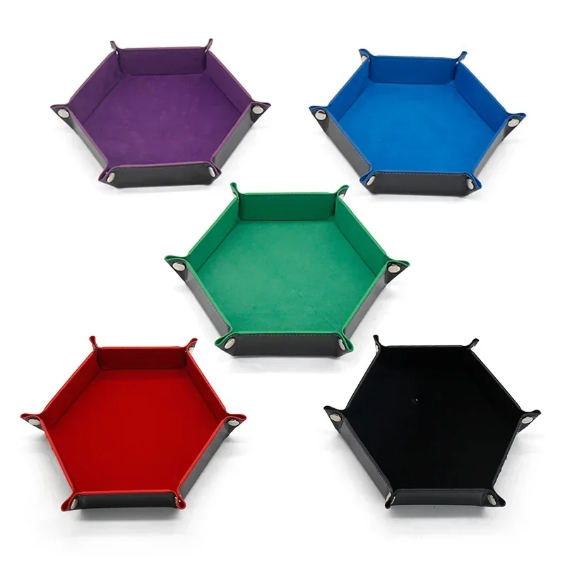 PW TOOLS Bandeja Porta Dados Hexagonal – Soporte Plegable Con Forro De Franela, Almacenamiento Y Lanzamiento Para Juegos De Mesa, Regalo Para Familia Y Amigos