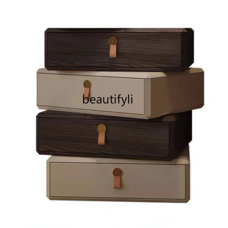 

Light Luxury Minimalist Creative Rotational Leather Bedside Table Bedroom Bedside Cabinet Storage Side Table