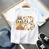 POP MART Labubu Kids Short Sleeve T-shirt Cartoon Anime 26 Letter Print Pullover Boys Girls Summer Casual Tops Loose Clothing 1