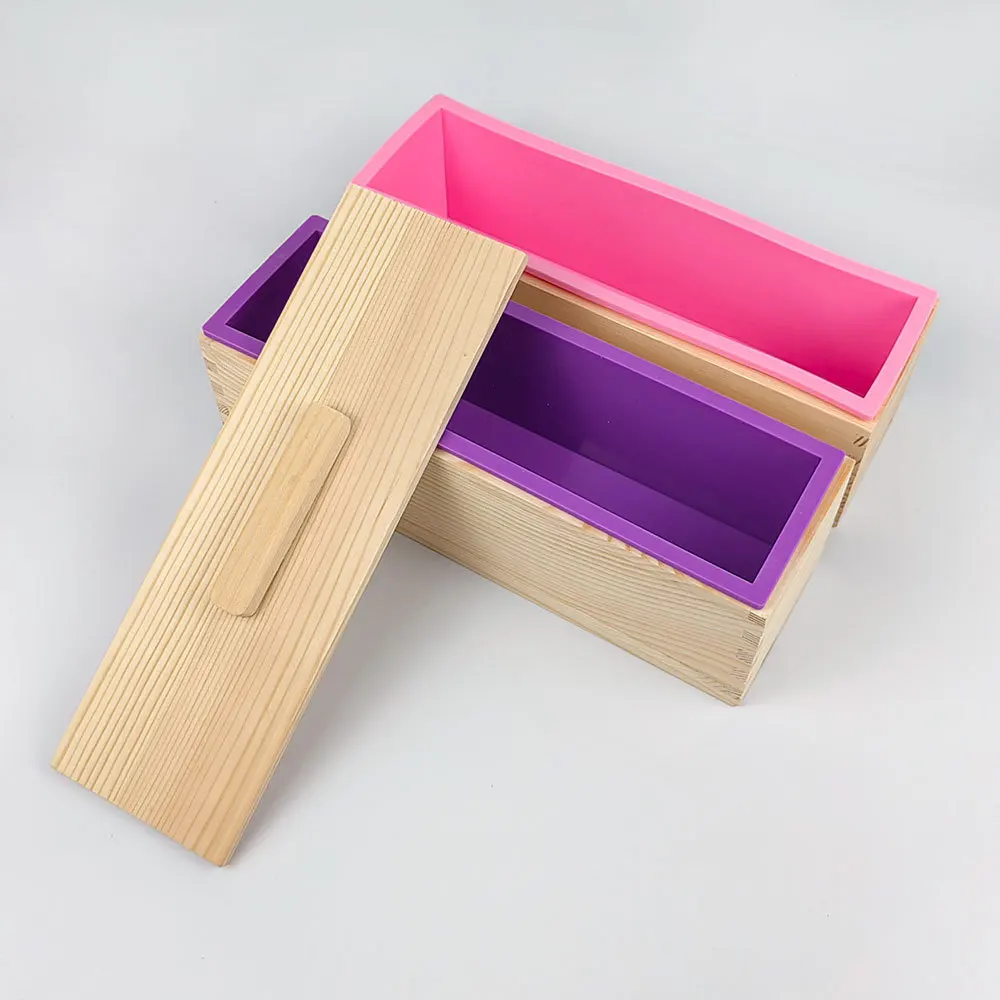 Silicone Soap Mold Rectangle Wooden Box Cover DIY Cake Toast Loaf Baking Supplies Handcraft Soap Making Form Mould 1200ml silicone soap molds