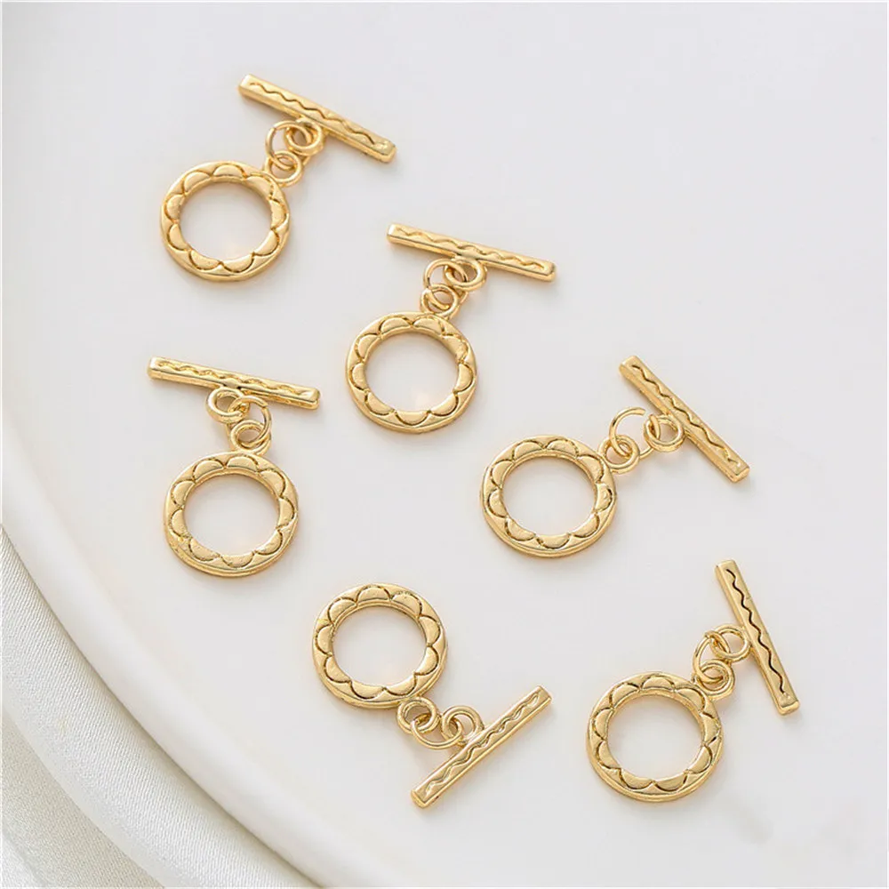

14K package gold round wave pattern OT buckle diy accessories chain closing connection buckle tail buckle handmade jewelry