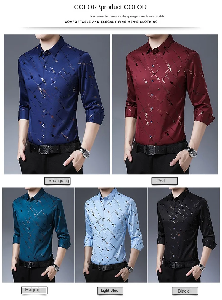 Description Picture 4 of itemSmart Casual Men Striped Smooth Shirts Streetwear Fashion Spring Summer Business Male Clothing Quick-drying Long Sleeve Blouse
