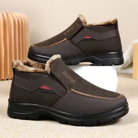 Warm Cotton Shoes for Men Velvet Thick Men's Boots One-step Soft Men's Snow Boots 2024 Winter Male Business Shoes Зимние Ботинки 2
