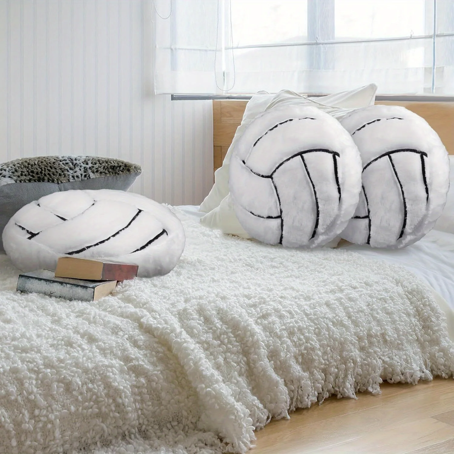 Volleyball Plush volleyball Pillow Soft Fluffy Stuffed Plushies Toy Durable Cushion Room Decorations Party Gift