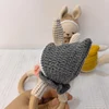 Baby Wooden Teether Crochet Cartoon Bunny Baby Rattle Toys Wooden Ring Rodent Toys Mobile Gym Kids Newborn Educational Toys Hand 4