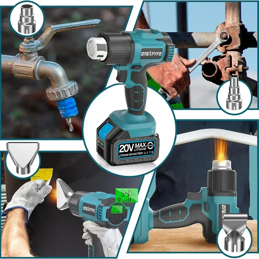 Cordless Heat Gun 540℃ Temperature Adjustment LED Display 4 Gear Wind Speed Handheld Electric Hot Air Gun for Makita 18V Battery hot air gun heat gun