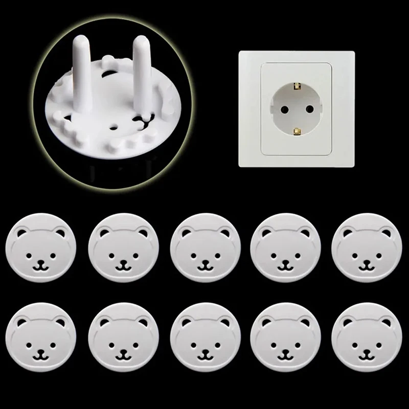 10pcs Bear EU Power Socket Electrical Outlet Baby Kids Child Safety Guard Protection Anti Electric Shock Plugs Protector Cover