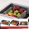 Kitchen Sink Drain Rack Stainless Steel Extendable Dish Drying Rack Drain basket Fruit Vegetable Washing Drainer Storage rack 2