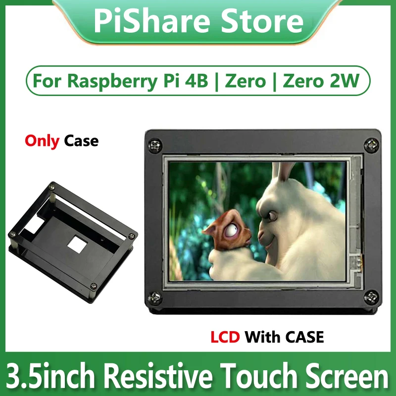 3.5 Resistive Touch Screen LCD with IPS Display and Optional Acrylic Case