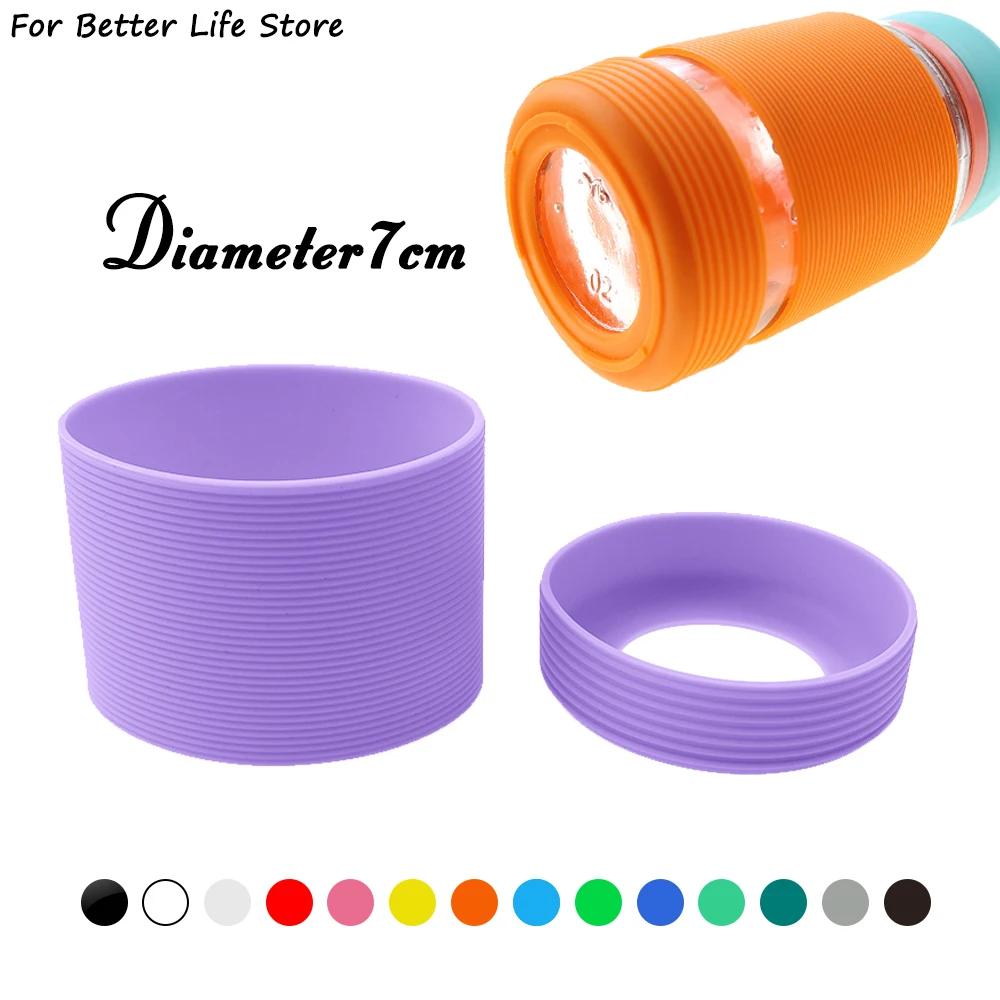 

2Pc/Set 7cm 15 Colour Threaded Soft Silicone Cup Sleeve Bottom Heat Insulated Resistant Ring Sheath Anti Slip Good Toughness