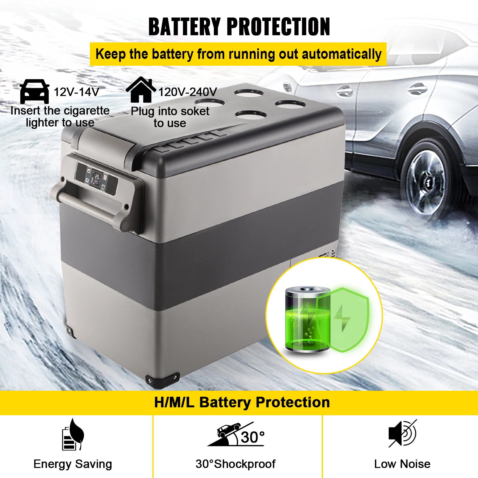 SucceBuy 20L 22L 35L 45L 55L Car Refrigerator Mini Fridge Freezer Portable Compressor Cooler 12/24V DC 110-240V Ice Box 6