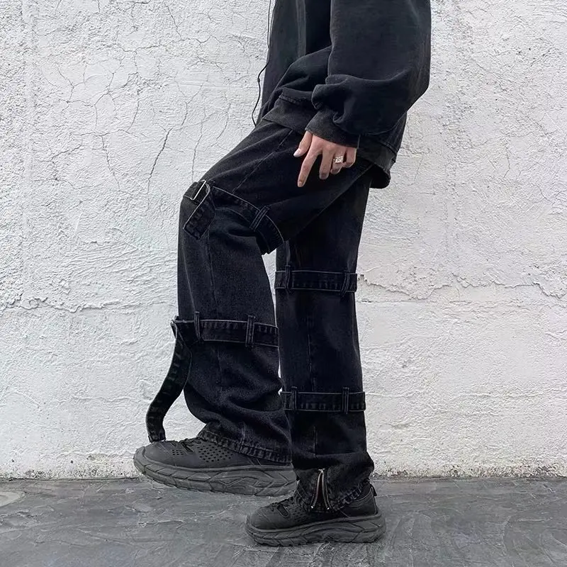 Jeans Stile Skateboard Da Uomo Tasche Multiple Pantaloni Hip-hop - Foto 6