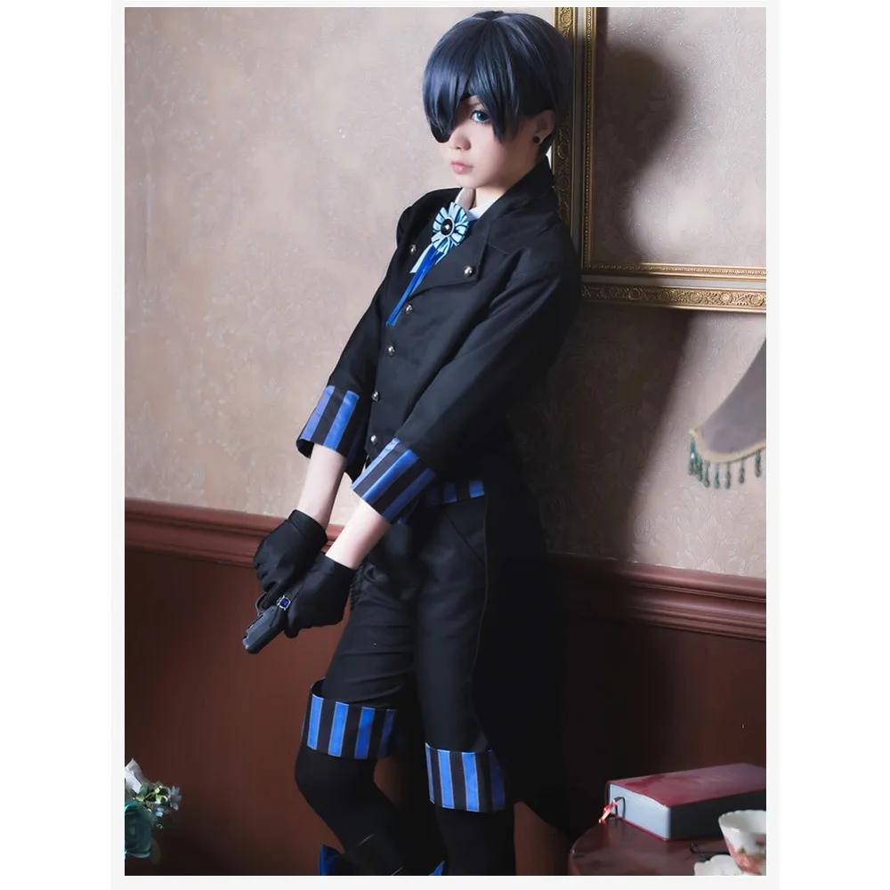 Man Woman Black Butler Kuroshitsuji Cosplay Ciel Phantomhive Cos Japan Clothes Carnaval Costume suits with wig uniform full set