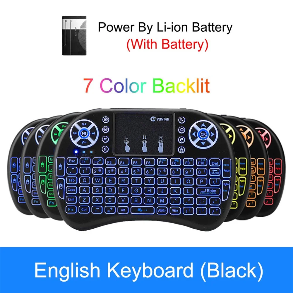 I8 Air Mouse Mini Tastiera Wireless Tastiera Rgb Luminosa Colorata Per Laptop Smart Tv (Batteria Al Litio Colorata)