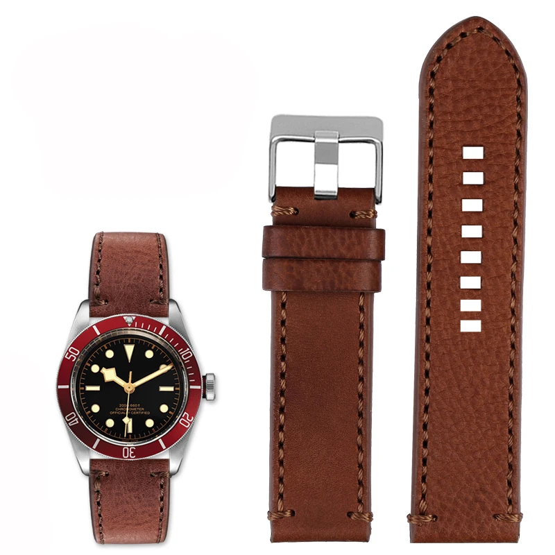 22Mm 23Mm Nuovo Cinturino In Pelle Italiana Per Tudor Biwan Kaicheng Bronze Black Shield Cinturino Per Orologio Da Uomo Cinturino Morbido Marrone Blu