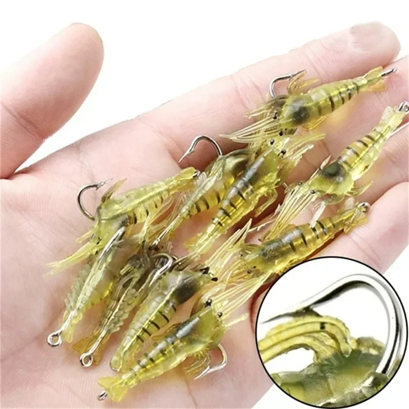 

1PCS new Artificial Soft Shrimp Lure Worm For Fishing Bait 1.3g/5cm Hook Sharp Crankbait Lures Silicone Shone Prawn Bait Pesca