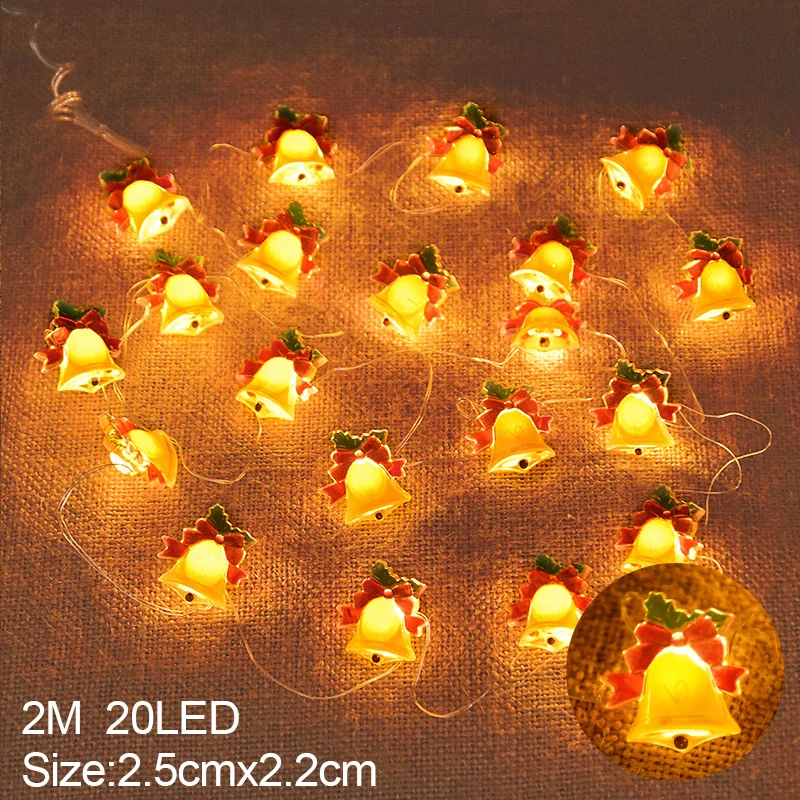 thumbnail image 1 of Cadena de luces LED con forma de copo de nieve de Papá Noel, 2 m, 20 LED, decoración navideña para el hogar, adorno para árbol de Navidad 2024, regalo para niños, Año Nuevo, 1 of 5