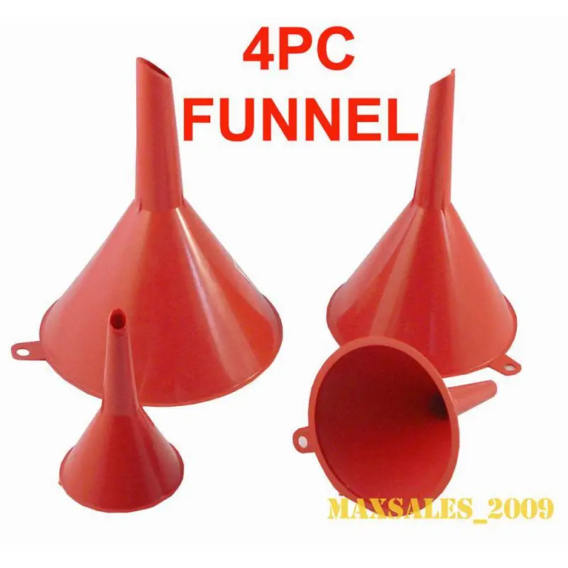

4pcs Set Multi Use Funnel Household Kitchen Garage Liquid Petrol Funnel Kits Red Filling Funnel Filling & Oil Change Equipment