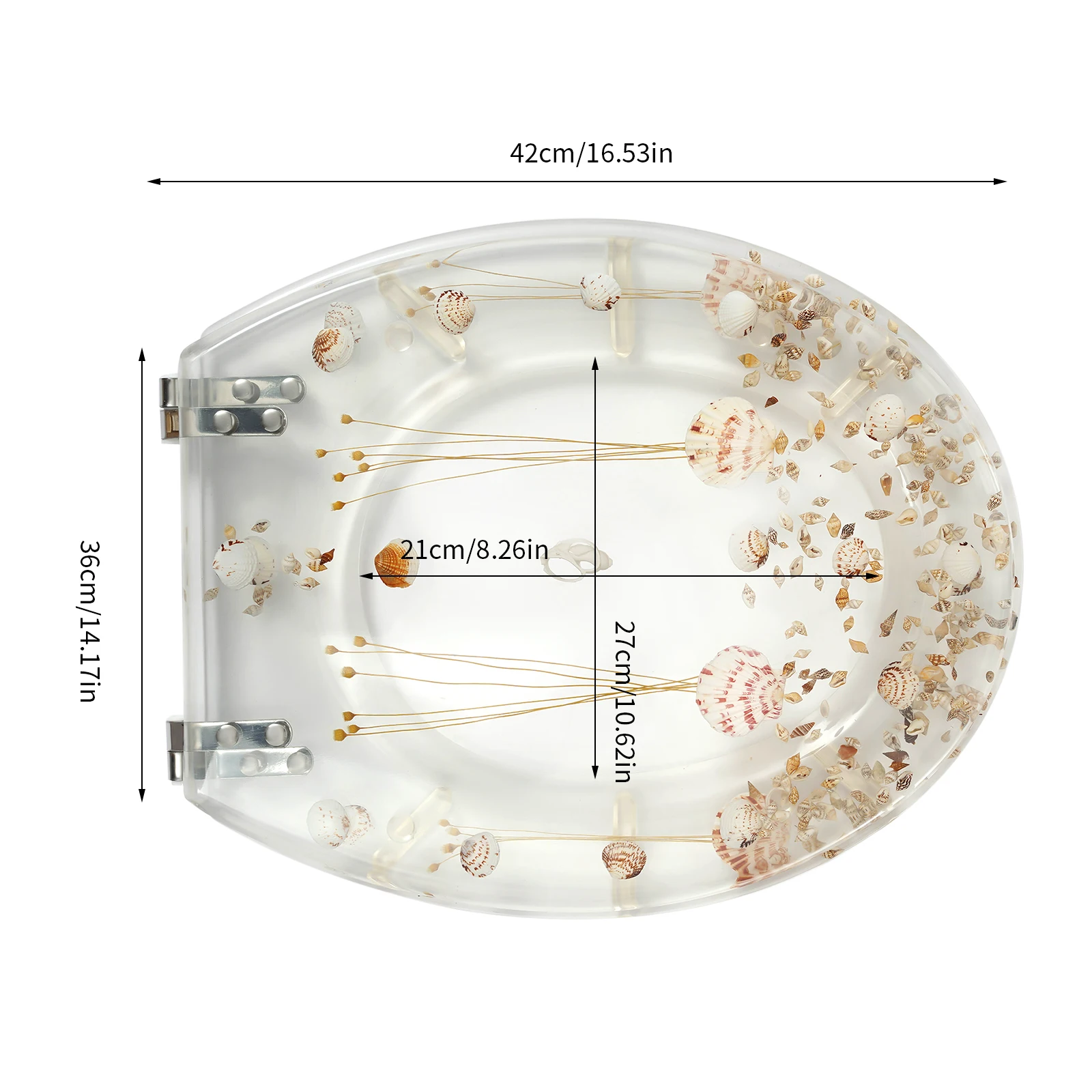 Resin Toilet Lid Universal Cover Real Dried Flower Shell Universal Toilet Cover Transparent