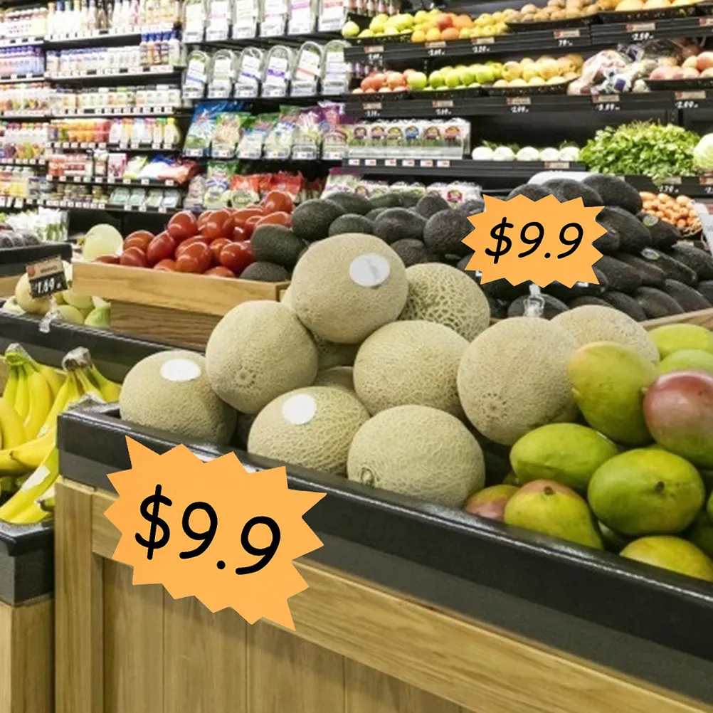 100개 형광색 빈 가격표 자체 접착식 소매 판매 스티커 스타 컷아웃 표지판 판..