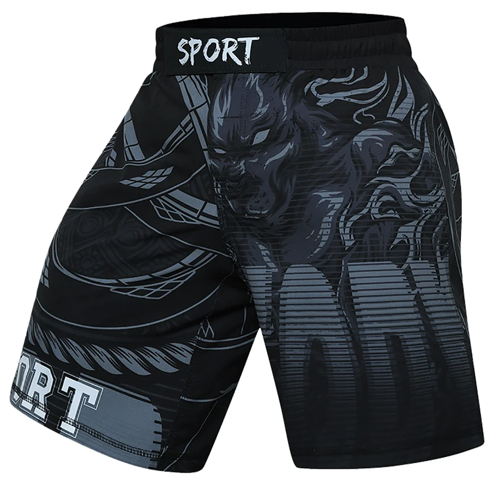 Men MMA Shorts Muay Thai Jiu Jitsu Training Shorts Animal Printed Elastic Waist Gym Fitness Male Boxing Clothes Custom Pattern 5