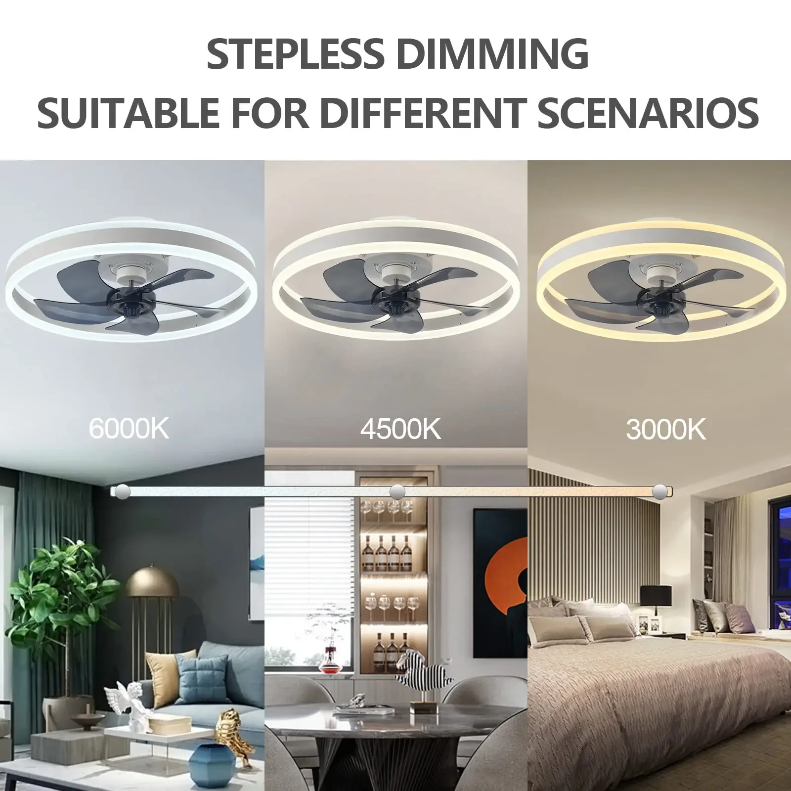 Electric Fan Modern LED Ceiling Fan With Light DC Motor 6-speed Timing 50CM Low Floor Loft Remote Control