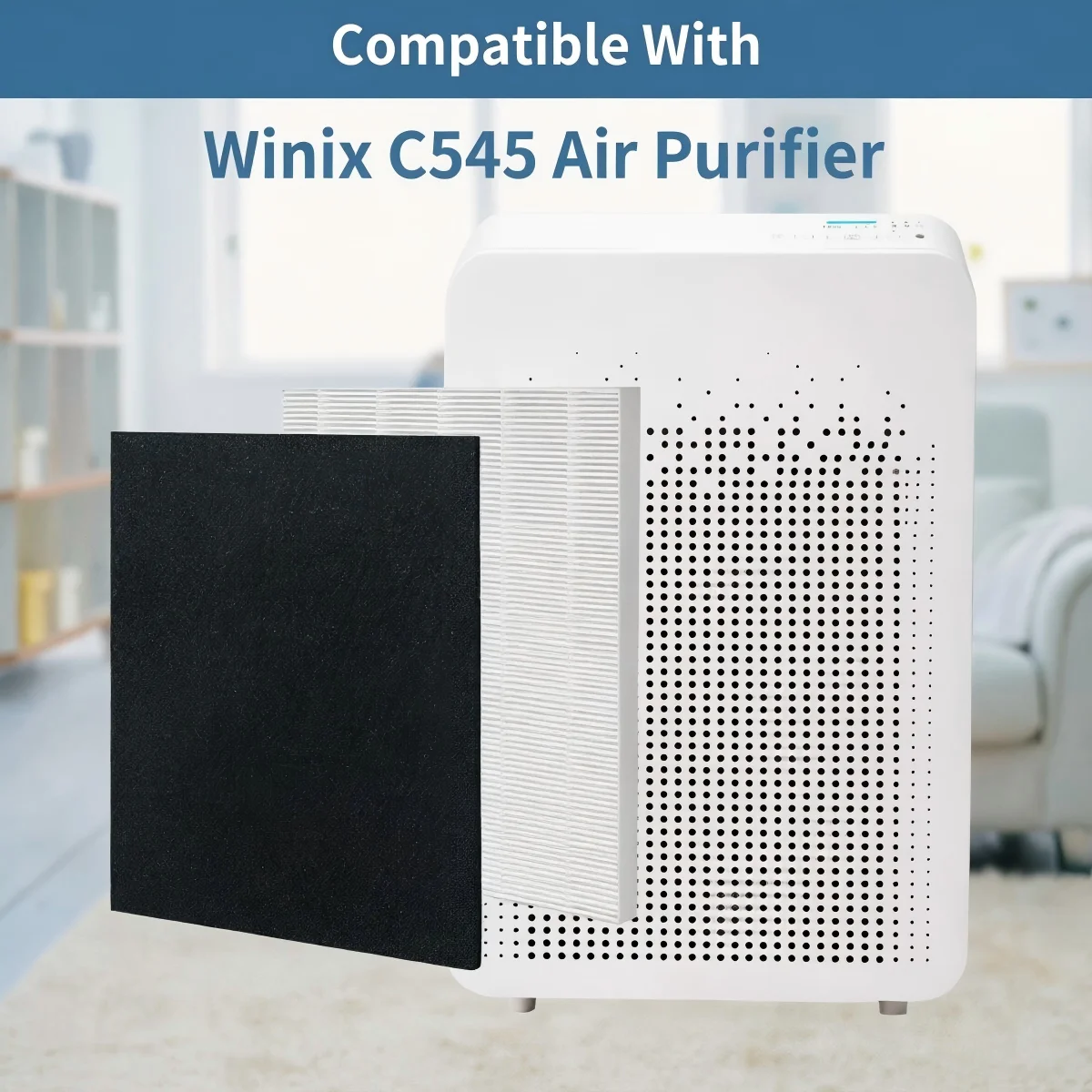 Winix C545 B151 P150 9300 공기청정기용 교체 필터, HEPA 필터 2개 세트 및 활성탄 패드 4개